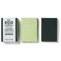 Mr. Eco schuurspons ft 9,8 x 6,8 x 2 cm, met stevige vezels, pak van 2 stuks