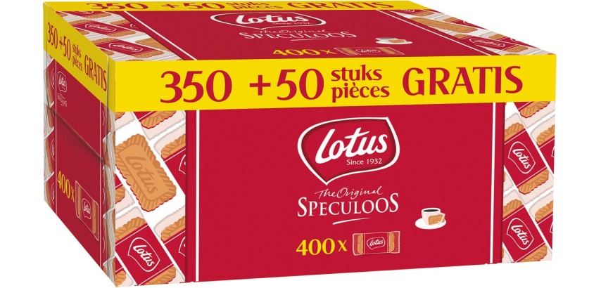 Lotus Biscoff spéculoos, boîte de 350+50 pièces emballés individuellement