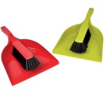 Plastic dustpan and brush in assorted colors