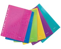 Leitz WOW A4 punched pocket, in PP, assorted colors