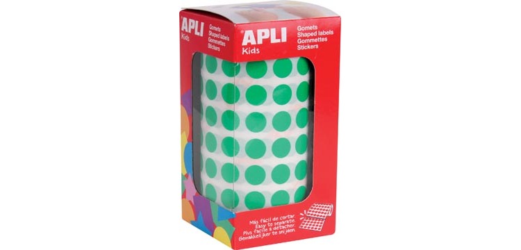 Apli Kids stickers on a roll, circle diameter 10.5 mm, green