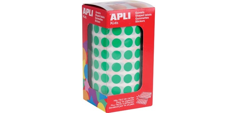 Apli Kids stickers on a roll, circle diameter 10.5 mm, green