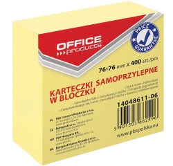 OFFICE products memoblok, ft 76 x 76 mm, 400 vel, geel