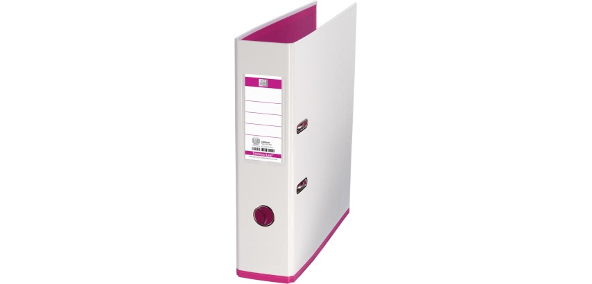 OXFORD MyColour ordner, formaat A4, uit karton, rug van 8 cm, wit-roze
