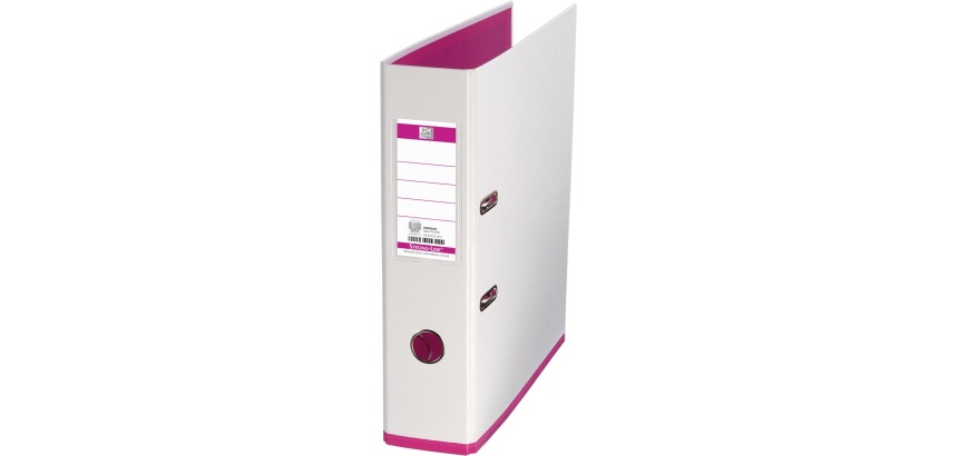 OXFORD MyColour binder, A4 size, cardboard, 8 cm spine, white-pink