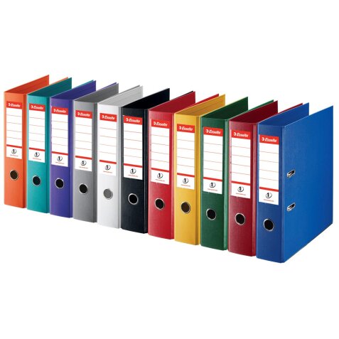 Esselte ordner,Power N°1 geassorteerde kleuren: 2 x rood, groen, blauw, wit en zwart, rug van 5 cm