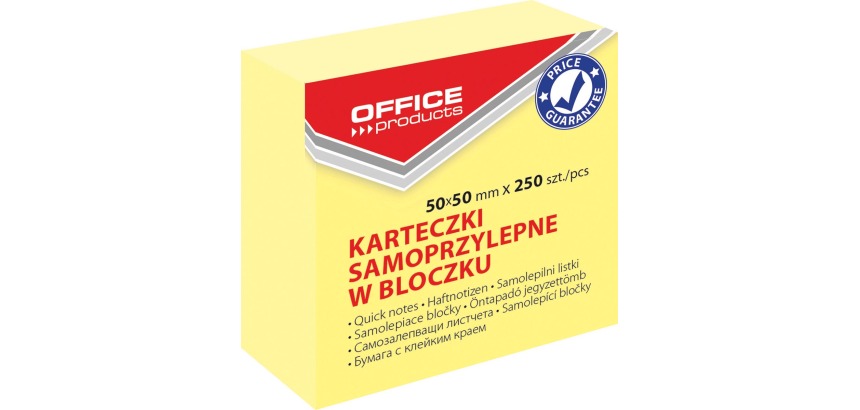 OFFICE products memo pad, 50 x 50 mm, 250 sheets, yellow