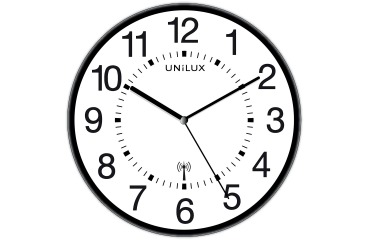 Wandklok Unilux Wave radio controlled Ø 30cm zwart/wit