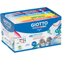 Giotto Decor Textile textielstiften, schoolpack met 48 stuks in geassorteerde kleuren