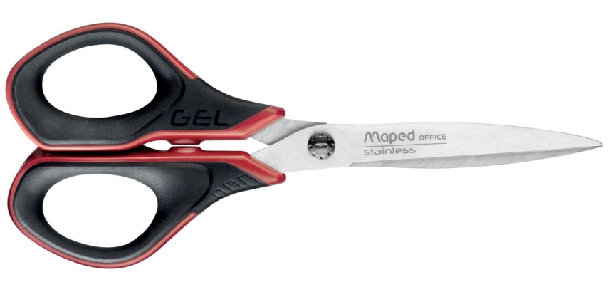 Maped ciseaux Advanced Softgel, ft 17 cm, droite, bouts pointus, inox, noir/rouge, blister de 1 pièce