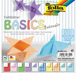 Folia papier pliage Basic Intensive ft 15 x 15 cm, paquet de 50 feuilles
