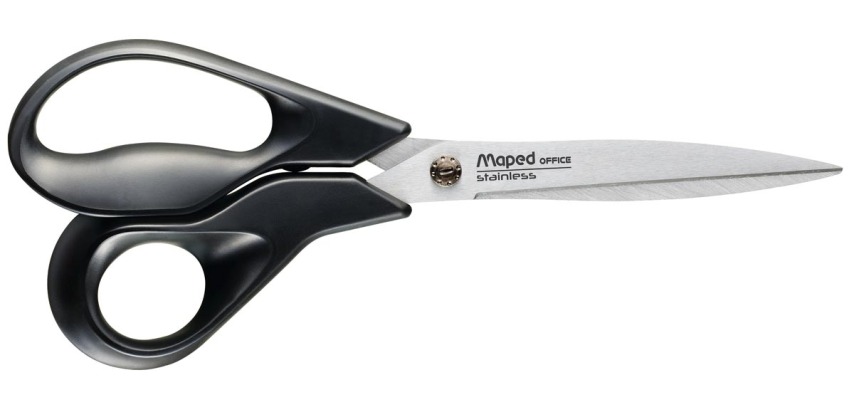 Maped Advanced Schere, 21 cm, gerade, spitze Enden, Edelstahl, schwarz, Blisterpackung mit 1 Stück