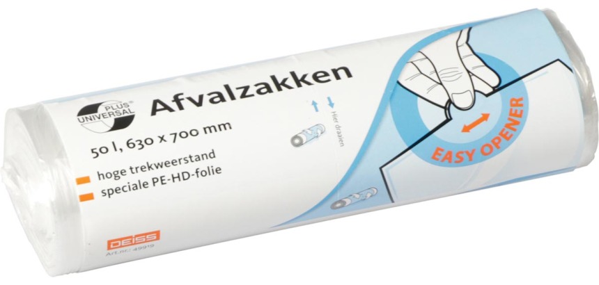 Universal Plus trash bag 10 microns, ft 63 x 70 cm, 50 liters, white, 50 pieces