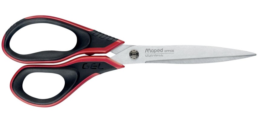 Maped ciseaux Advanced Softgel, ft 21 cm, droite, bouts pointus, inox, noir/rouge, blister de 1 pièce