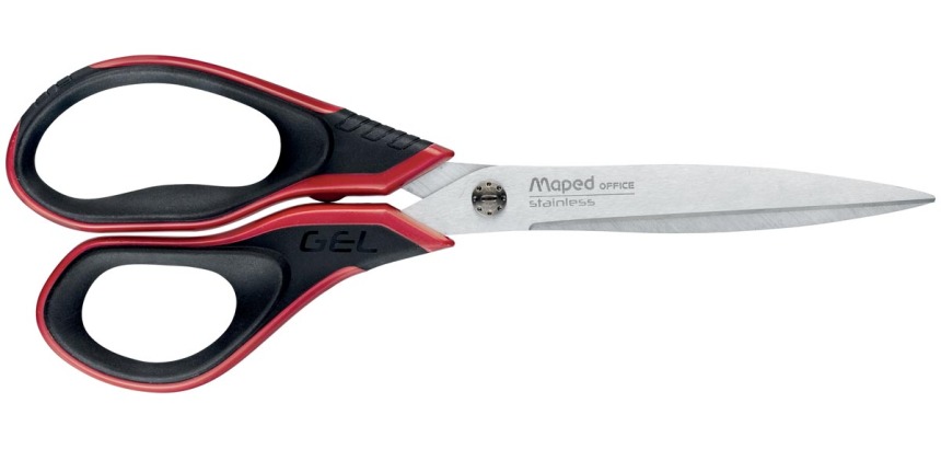 Maped ciseaux Advanced Softgel, ft 21 cm, droite, bouts pointus, inox, noir/rouge, blister de 1 pièce