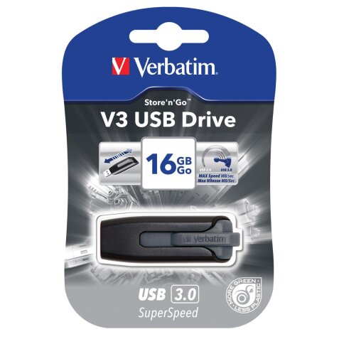 Verbatim clé USB 3.0 V3, 16 GB, noir