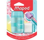 Maped sharpener + eraser Connect Soft Touch, pastel color, blister pack