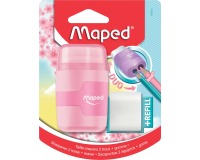Maped taille-crayon + gomme Connect Soft Touch, couleur pastel, sous blister
