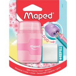 Maped potloodslijper + gom Connect Soft Touch, pastelkleur, op blister