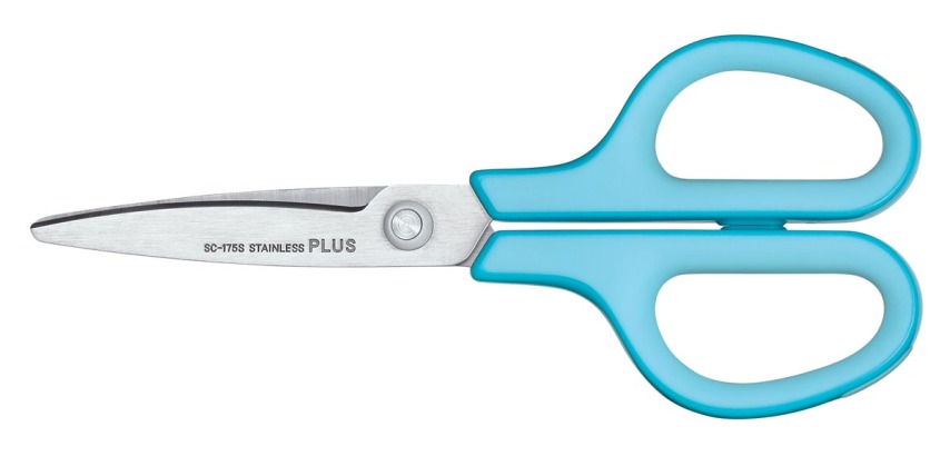 Plus FitCut Curve SMART Schere, 17,5 cm, blau, auf Blisterkarte