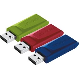 Verbatim USB 2.0 Slider USB stick, 16 GB, pak van 3 stuks