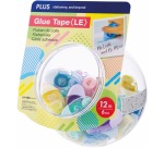 Plus dérouleur de colle, 12m x 6 mm, présentoir de 30 pièces en couleurs assorties