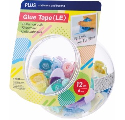 Plus dérouleur de colle, 12m x 6 mm, présentoir de 30 pièces en couleurs assorties