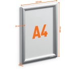 Durable Outdoor poster frame, aluminum, silver, waterproof, size A4