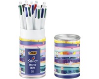 Bic 4 Colours Decors stylo bille 4 couleurs, moyen, 4 couleurs d'encre classique, boîte de 8 pièces