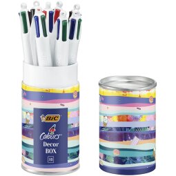 Bic Colours Decors, 4-kleurenbalpen, medium, klassieke inktkleuren, doos van 8 stuks