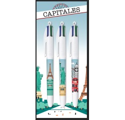 Bic 4 Colours Décor Limited Edition, balpen, medium, 4 klassieke inktkleuren - Kleur behuizing willekeurig