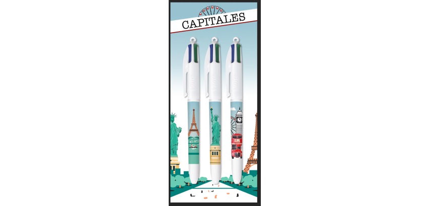 Bic 4 Colours Décor Limited Edition, ballpoint pen, medium, 4 classic ink colors - Random body colors.