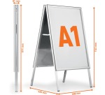 Haltbarer Plakatständer Fold, aus Aluminium, silber, Größe A1