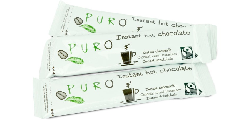 Puro fair trade cocoa powder sachets, 30 g, box of 100 pieces