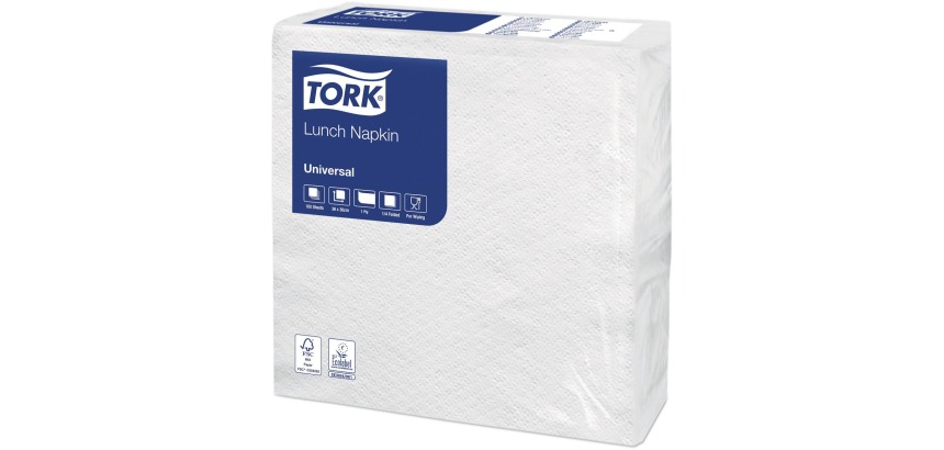 Tork serviettes Ft 30 x 30 cm, 1 pli, blanc, paquet de 100 pièces