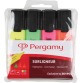 Pergamy markeerstift, etui van 4 stuks: oranje, groen, roze en geel