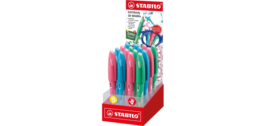STABILO EASYbirdy vulpen 3D Wildlife, display van 16 stuks