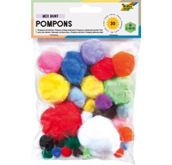 Pompon Folia 30 stuks diverse kleuren en afmetingen 30 stuks