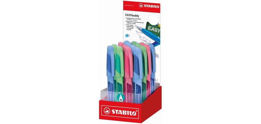 STABILO EASYBuddy stylo plume pastel, présentoir de 16 pièces