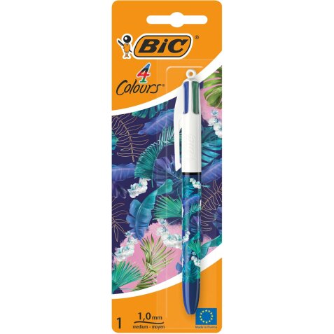 Bic 4 Colours Decors Botanical Universe stylo bille 4 couleurs, moyen, 4 couleurs d'encre classique, sous