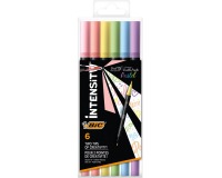Bic viltstift Intensity Dual tip, etui van 6 stuks, pastel