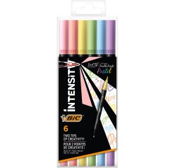 Bic feutre Intensity Dual tip, étui cartonné de 6 pièces, pastel