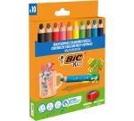 Buntstift BIC Kids Multisurface inklusive Anspitzer, sortiert, Packung mit 10 Stück