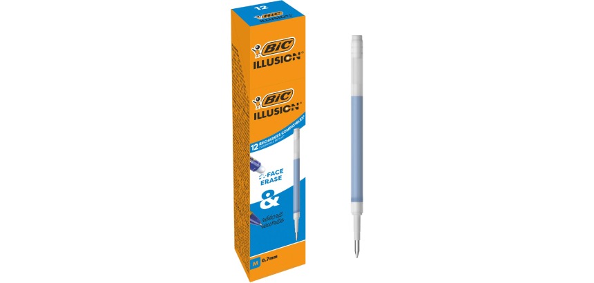 Bic recharge pour roller à encre gel Gel-ocity illusion, boîte de 12 pièces, bleu