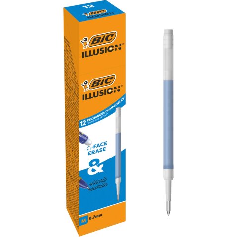 Bic vulling voor gelroller Gel-ocity illusion, doos van 12 stuks, blauw