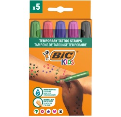 Bic Kids feutres de tatouage temporaire, assortis, set de 5 pièces