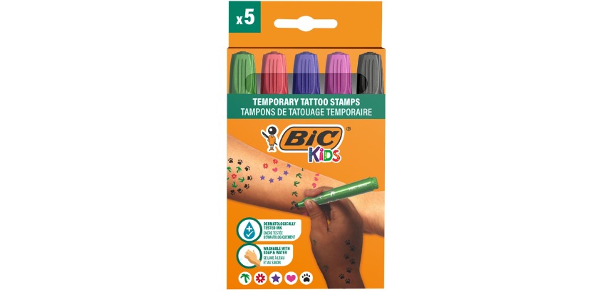 Bic Kids feutres de tatouage temporaire, assortis, set de 5 pièces