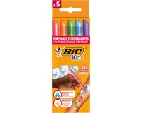 Bic Kids kit de marqueurs de tatouage, assorti, set de 5 stylos et 10 pochoirs