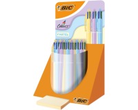 Bic 4 Colours Pastel stylo bille 4 couleurs, moyen, 4 couleurs d'encre classique, présentoir de 30 pièces