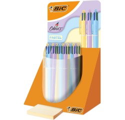 Bic 4 Colours Pastel stylo bille 4 couleurs, moyen, 4 couleurs d'encre classique, présentoir de 30 pièces